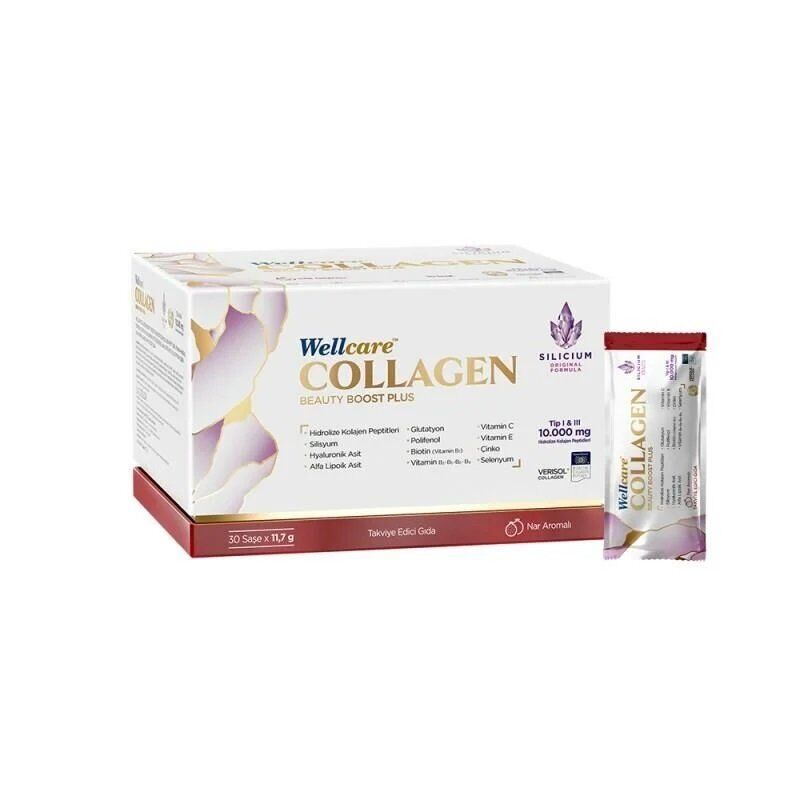 SKT:06/2025 Wellcare Collagen Beauty Plus 10000 mg Nar Aromalı 30 Saşe