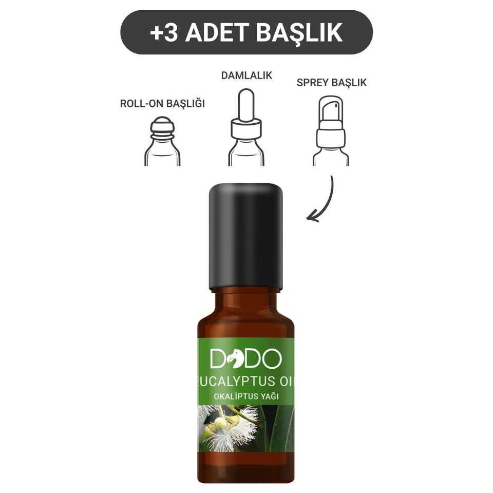 Dodo Okaliptus Yağı 15 ml (Sprey-Roll On-Damla-3 Başlık)