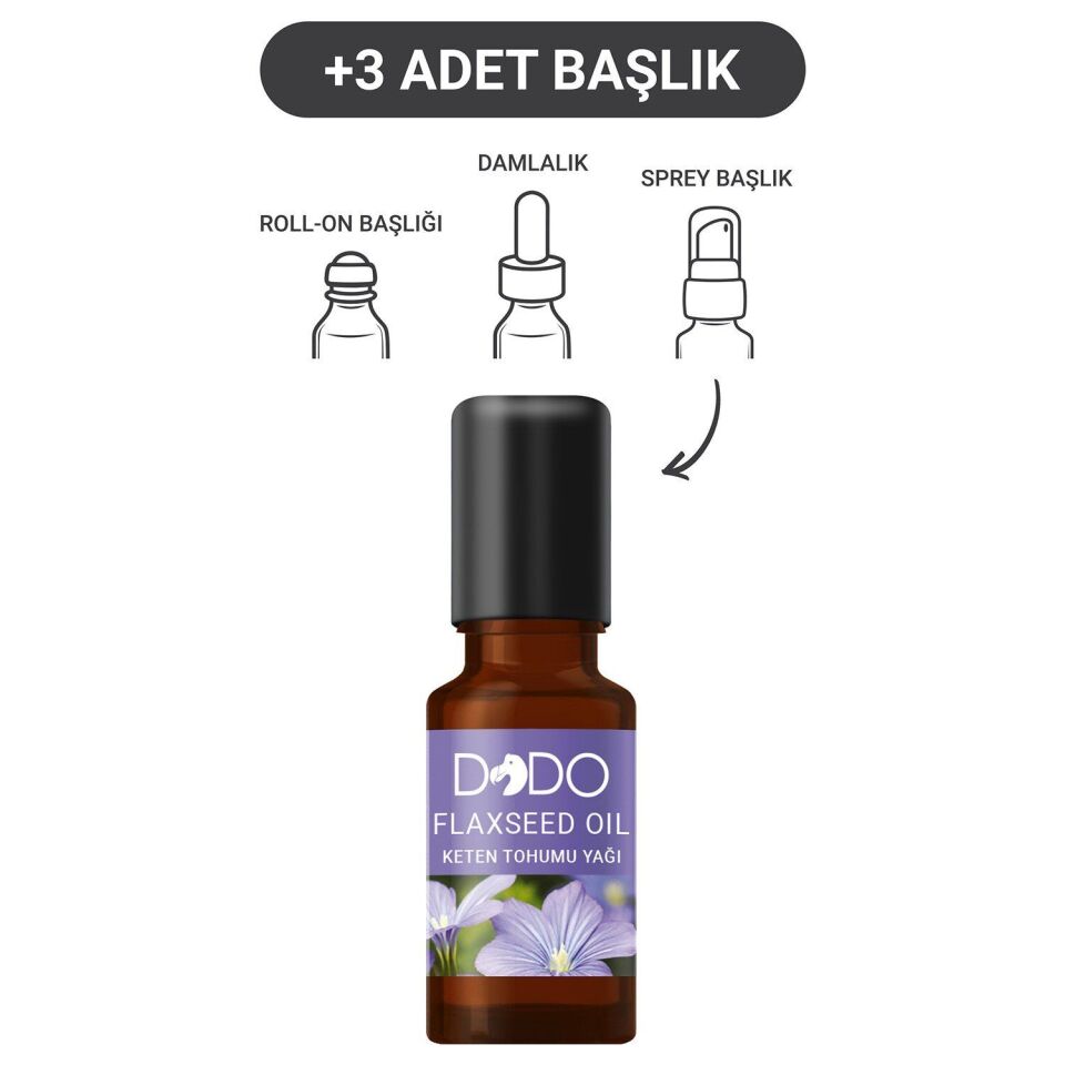 Dodo Keten Tohumu Yağı 15 ml (Sprey-Roll On-Damla-3 Başlık)